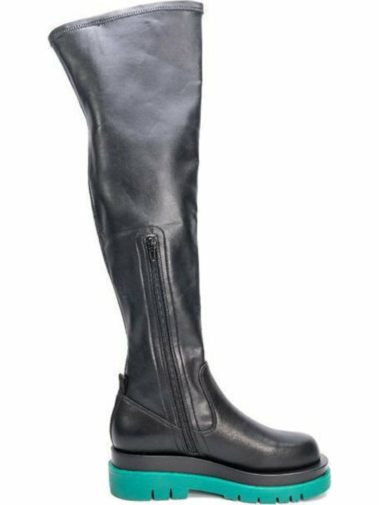 Favela Nola Leather Women's Boots Over the Knee Black