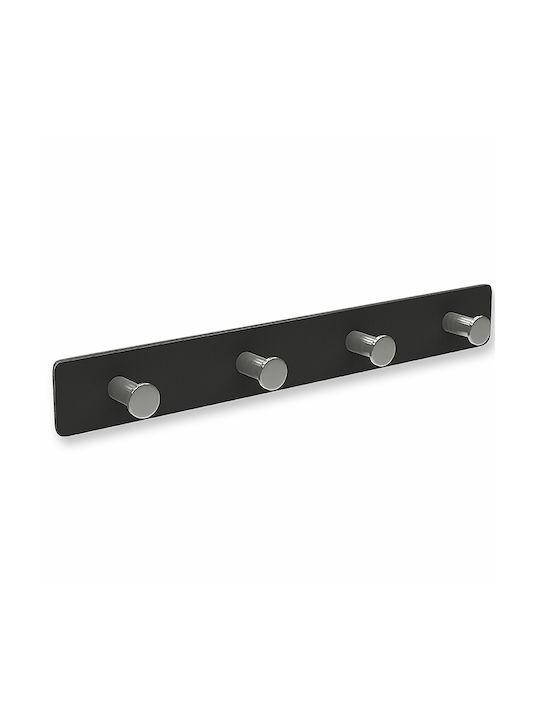 Conset Wall Hanger C1151 Metal 4 Hooks Black 30.5x4x3cm