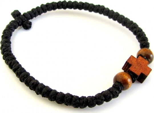 IconsGR Prayer Beads with Cross & Bead Black
