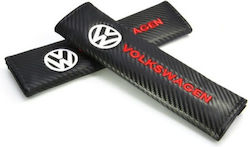 Set of 2pcs Car Seat Belt Pads Black Carbon VW