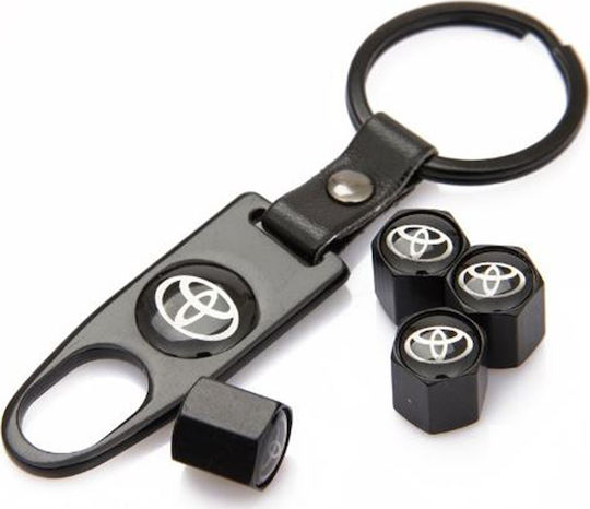 Car Tire Valve Caps with Logo Toyota Black 4pcs
