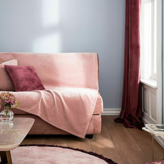 Gofis Home Valley Ριχτάρι Πολυθρόνας Chenille 180x180εκ. Sweet Pink 421/17