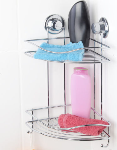 Tekno-Tel 455.DM253 Inox Corner Wall-Mounted Bathroom Shelf with 2 Tiers 29.5x21x40cm