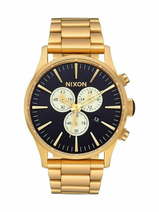Nixon Ανδρικό Ρολόι 42mm Χρονογράφος Μπαταρίας με Χρυσό Μεταλλικό Μπρασελέ
