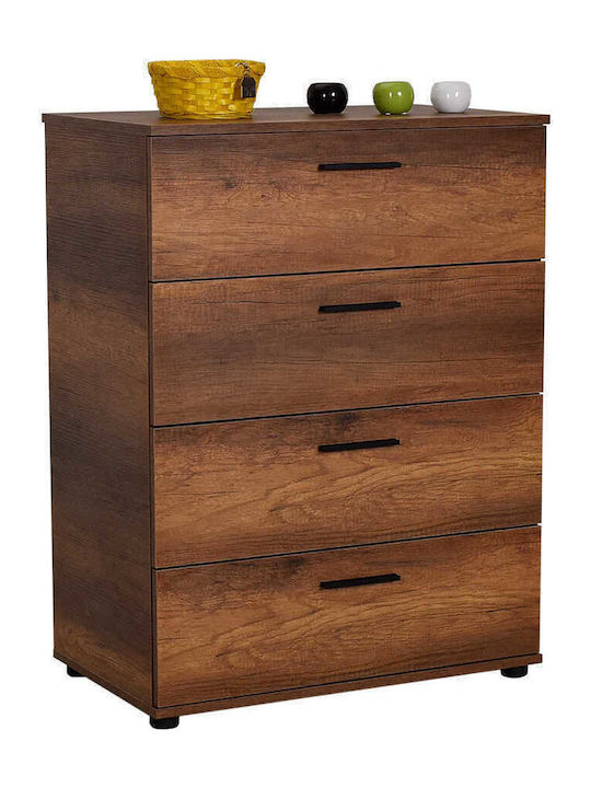 Wooden Chest of Drawers with 4 Drawers Καρυδί 73x44x96cm