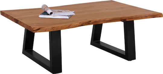 Rectangular Central Coffee Table Montana Made of Solid Brown Wood W115xD63xH40cm