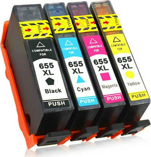 Πακέτο Συμβατών Μελανιών Εκτυπωτή InkJet HP 655XL (New Version Chip) Πολλαπλό (Color) / Μαύρο