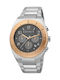 Esprit Ανδρικό Ρολόι 44mm Χρονογράφος Μπαταρίας με Ασημί Μεταλλικό Μπρασελέ