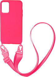 Sonique Carryhang Liquid Strap Umschlag Rückseite Silikon 0.5mm Fuchsie (Galaxy A72)