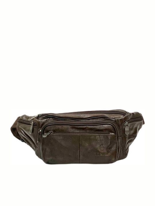 Men's Waist Bag made of Genuine Leather of Excellent Quality in Brown