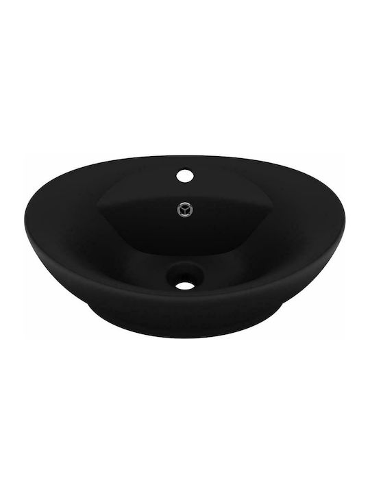 vidaXL Vessel Sink Ceramic 58.5x39x21cm Black