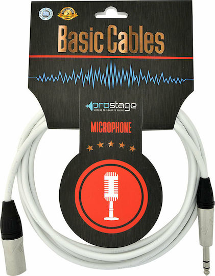 Prostage XLR male to 6.3mm male 10m Cable White (WBMTS-10)