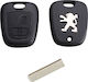 Car Key Shell with Blade with 2 Buttons for Peugeot 106, 107, 206, 207, 306, 307, 406, 407