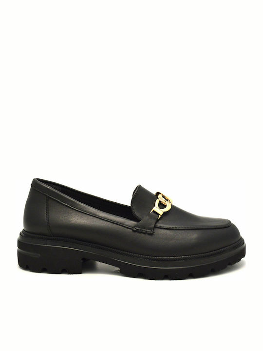 Leather Women's Moccasins in Black Color