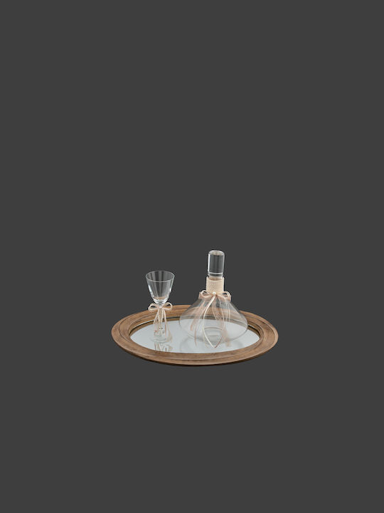 Σετ Καράφα Γάμου με Ποτήρι Κρασιού από Κρύσταλλο σε Μπεζ Χρώμα