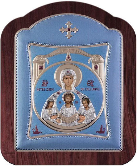 Slevori Heiligenikone Gottesmutter mit Kind Silber 7,6x9,6cm