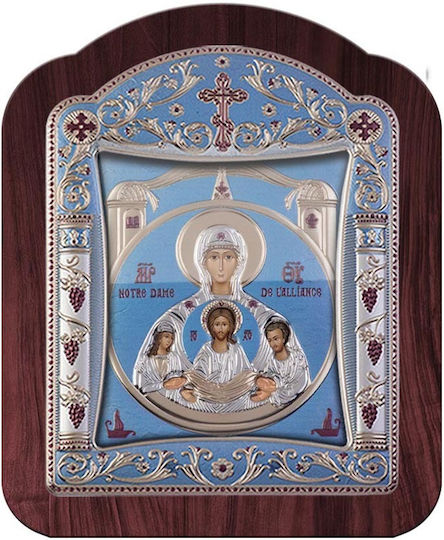 Slevori Heiligenikone Gottesmutter mit Kind Silber 7.6x9.6cm