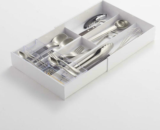 Yamazaki Tăvi Pentru Tacâmuri De Sertar Rabătabilă Din Plastic 25x24.6x5.7cm Albă