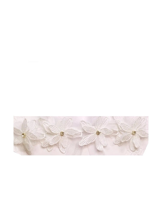 Elecool Βρεφική Κορδέλα με Λουλούδια σε Λευκό Χρώμα