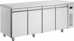 Inomak Edelstahl Kühltisch 475Es mit 4 Türen und Kühlaggregat 0/+10°C L224xB60xH87.5cm Compact Clover