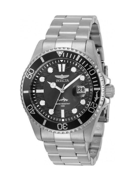 Invicta Pro Diver Watch Battery with Silver Metal Bracelet