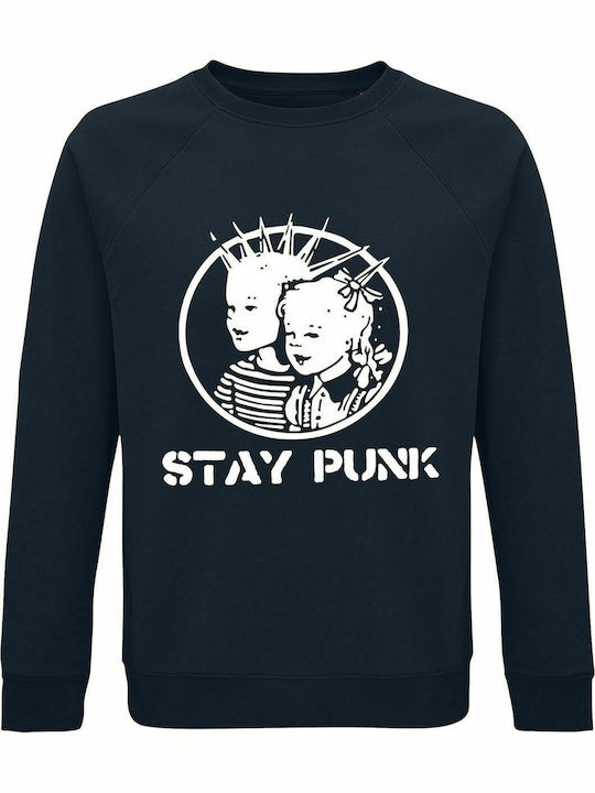 Sweatshirt unisex, Organic "Stay Punk", French Navy