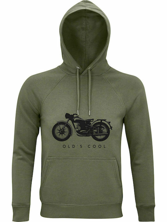 Hoodie Unisex, Organic "Old is Cool", Khaki