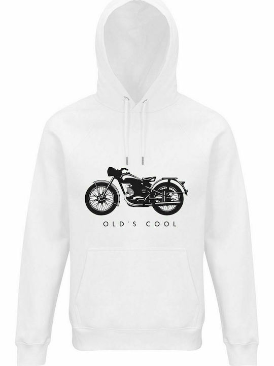 Hanorac unisex cu glugă, organic "Old is Cool", alb