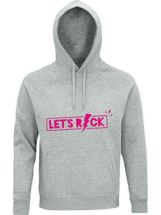 Hoodie Unisex, Organic "Let's ROCK", Grey