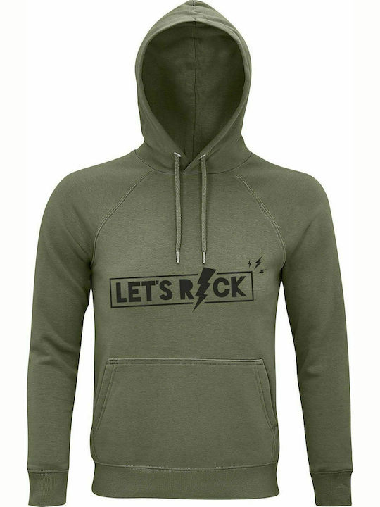 Hoodie Unisex, Organic "Let's ROCK", Khaki