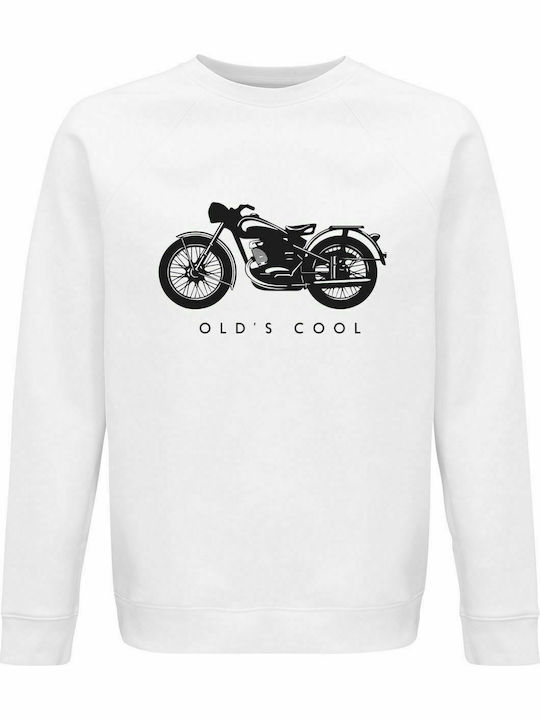 Sweatshirt Unisex, Organic "Old is Cool", White