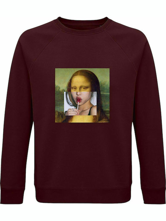 Sweatshirt Unisex, Organic "Monalisa Lollipop", Burgundy