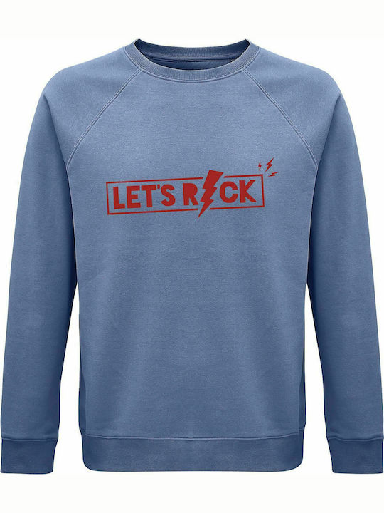 Sweatshirt Unisex, Organic "Let's ROCK", Blue