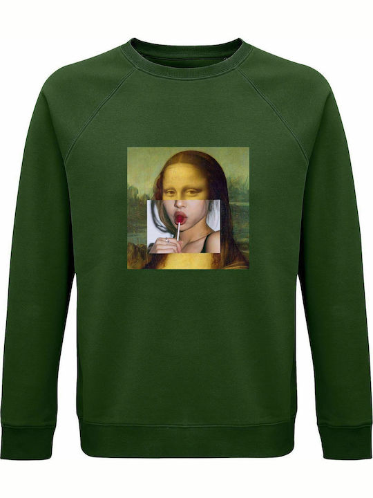 Sweatshirt Unisex, Organic "Monalisa Lollipop", Dark green