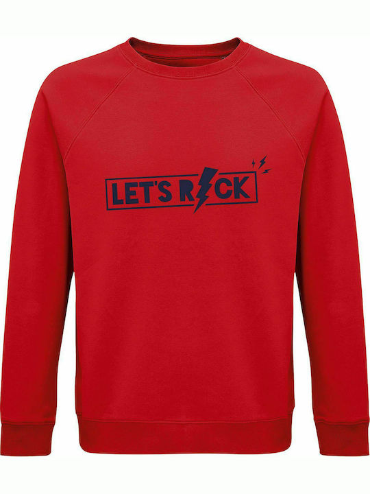 Sweatshirt Unisex, Organic "Let's ROCK", Red