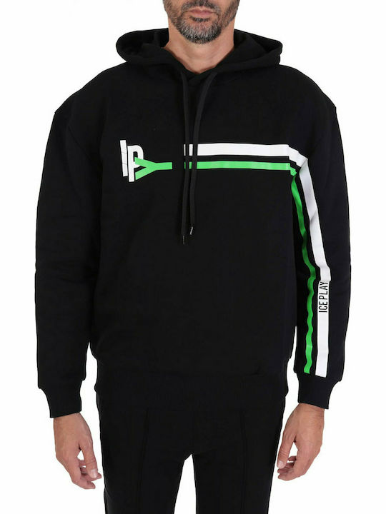 ICE PLAY ΦΟΥΤΕΡ HOODIE LOGO ΜΑΥΡΟ