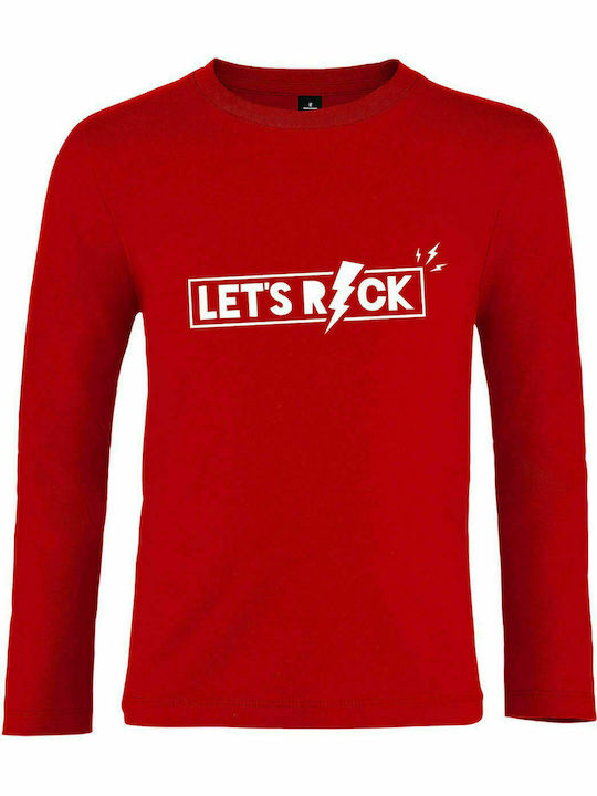 Kinder-Langarmshirt "LET'S ROCK", rot