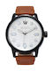 Season Time Herrenuhr 48mm Batterie mit Braun Lederarmband