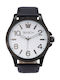 Season Time Men's Watch Battery with Black Leather Strap