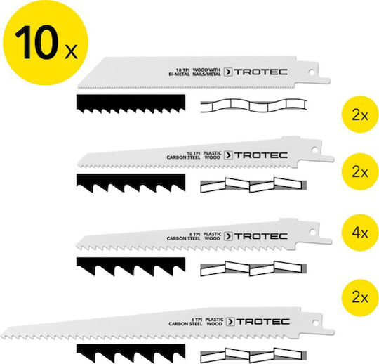 Trotec 6215001205 Λάμες για Μέταλλο και Ξύλο 10τμχ
