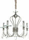 Keskor Πολυέλαιος 5xE14 Ø56cm με Κρύσταλλα Ασημί 8986-5