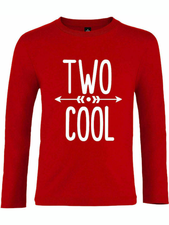 Children's Long Sleeve "TWO COOL", Red