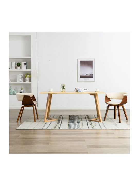 Dining Room Artificial Leather Armchair Cream / Brown 59.5x51x72cm 2pcs
