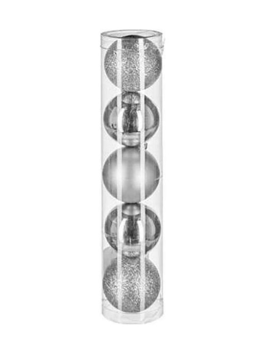 Hängendes Kugel Ornament Ornament Silber 5cm Set 5Stück