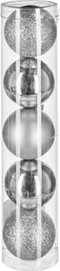Hängendes Kugel Ornament Ornament Silber 5cm Set 5Stück