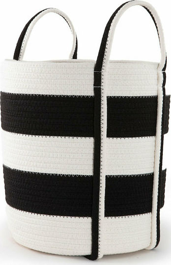 Nef-Nef Homeware Silo Decorative Basket Fabric with Handles White/ Black 28x28x32cm