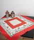 Silk Fashion Christmas Stain-resistant Tablecloth Square Fabric Red L90xW90cm.