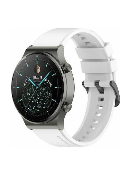 Twill Rubber Armband Silikon Weiß (Galaxy Watch (46mm) / Gear S3Huawei Watch 3 / Huawei Watch GT 2 Pro)