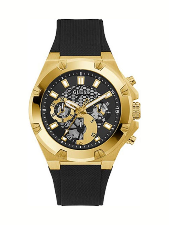 Guess Men's Watch 46mm Chronograph Battery with Black Rubber Strap