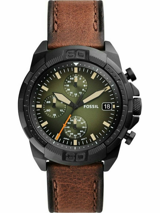 Fossil Bronson Men's Watch 50mm Battery with Brown Leather Strap